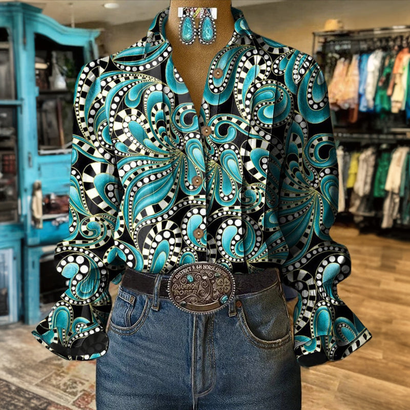 Κορίτσι | Vintage Αφηρημένο Εκτύπωμα Μπλούζα