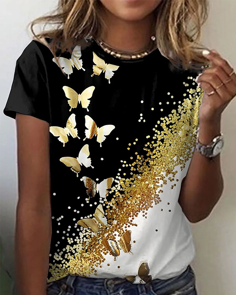 Βίλα | Απλό εκτυπωμένο T-Shirt με στρογγυλή λαιμόκοψη