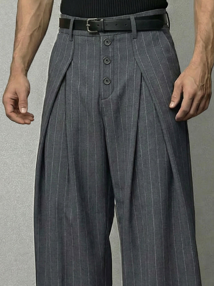 Μωυσής | Βασικό ριγέ παντελόνι με φαρδιές πιέτες