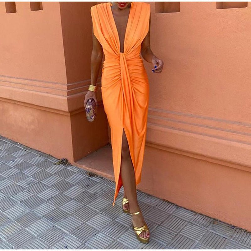 Ιζαμπέλ | Φόρεμα γιορτής με βαθύ V-λαιμό