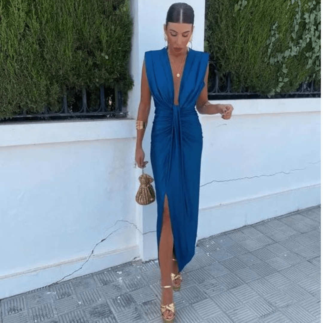 Ιζαμπέλ | Φόρεμα γιορτής με βαθύ V-λαιμό