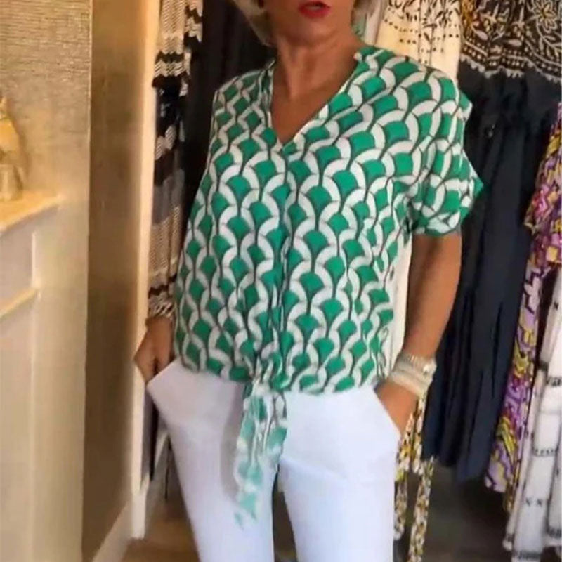 Naskia | Μπλούζα με κοντά μανίκια και V-λαιμό