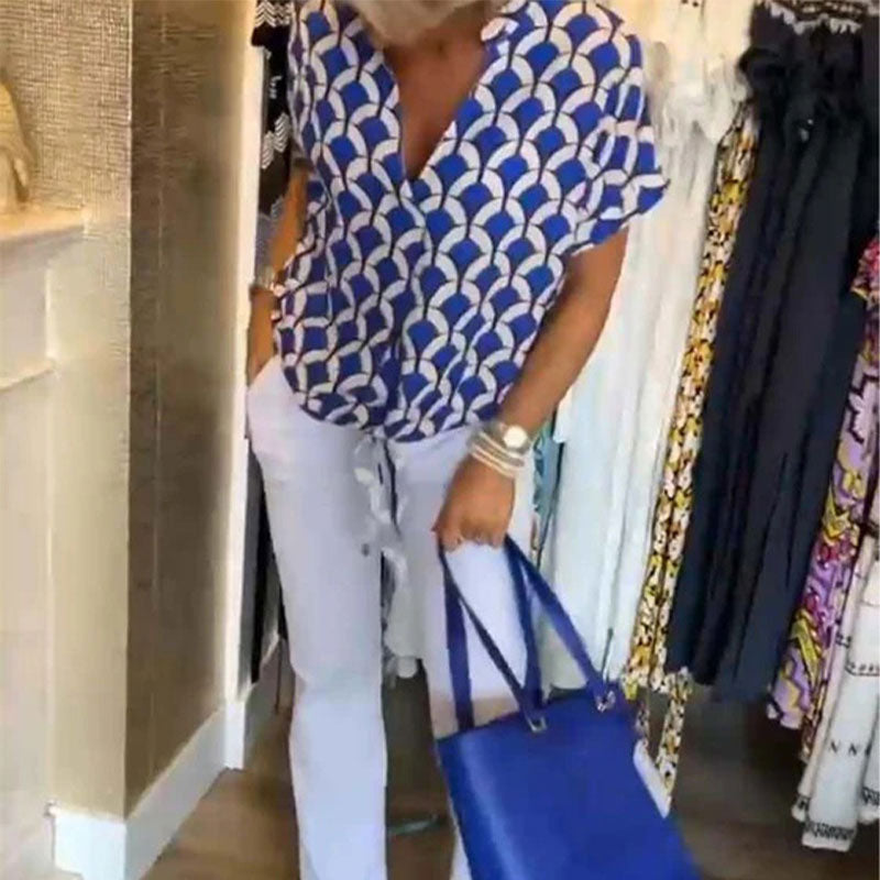 Naskia | Μπλούζα με κοντά μανίκια και V-λαιμό