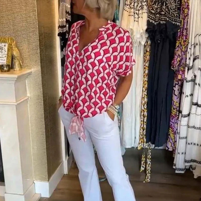 Naskia | Μπλούζα με κοντά μανίκια και V-λαιμό