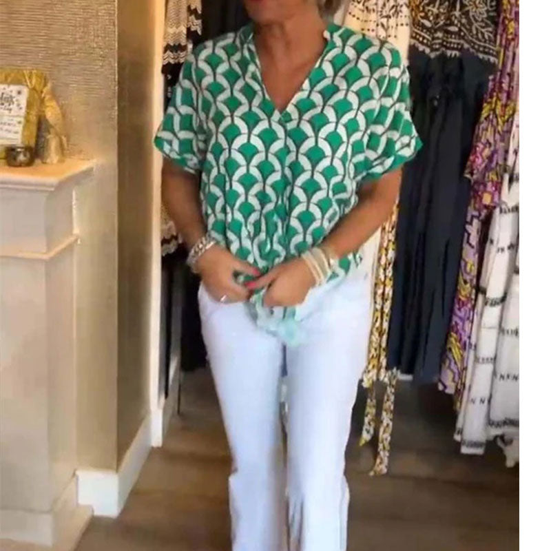 Naskia | Μπλούζα με κοντά μανίκια και V-λαιμό