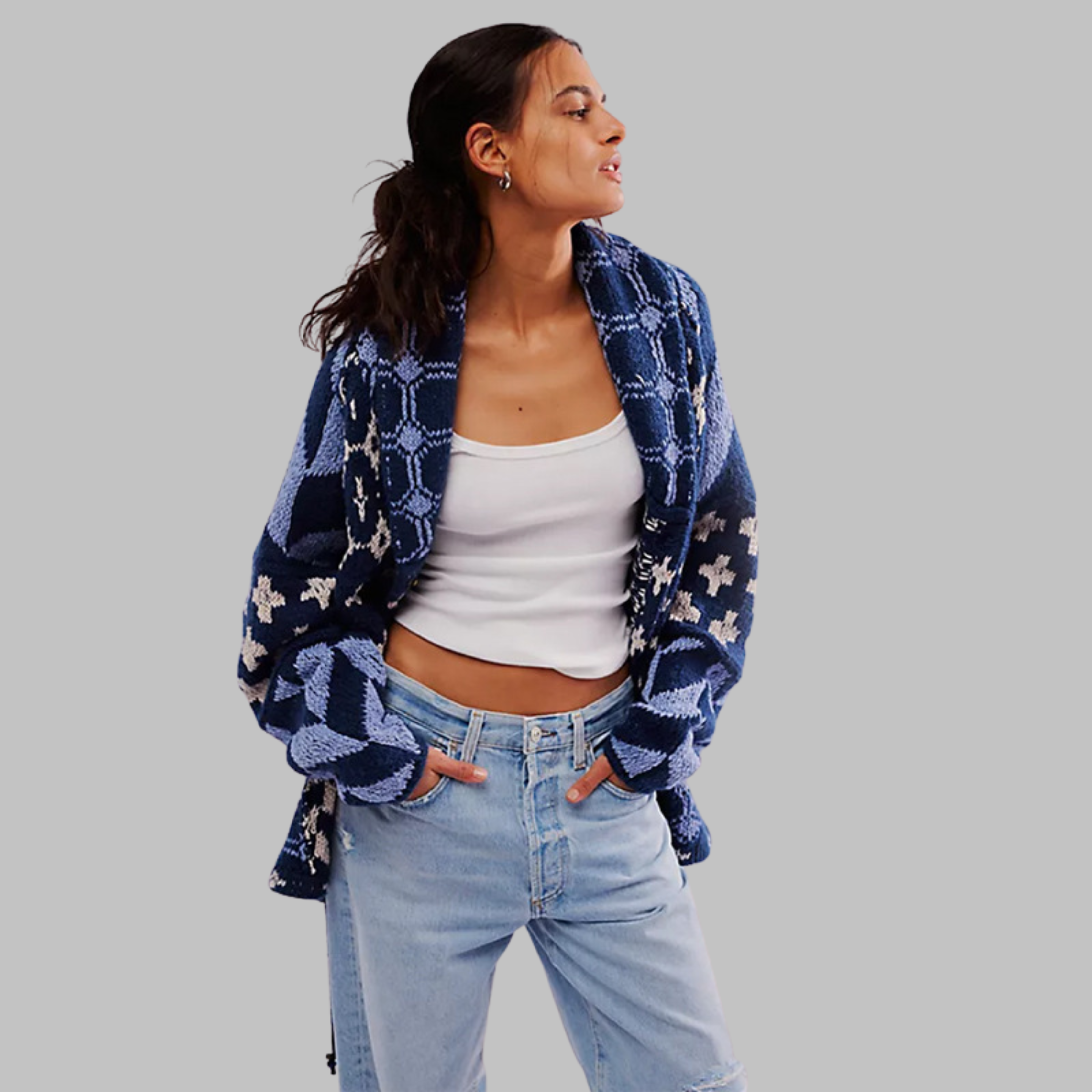 Πόρτια | Vintage oversized γιλέκο με κολάρο και κουμπιά