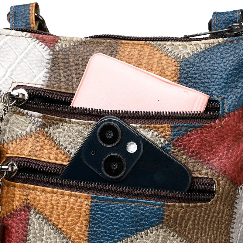 Κριθάρι | Δερμάτινη Τσάντα με Μοτίβο Πλακιδίων