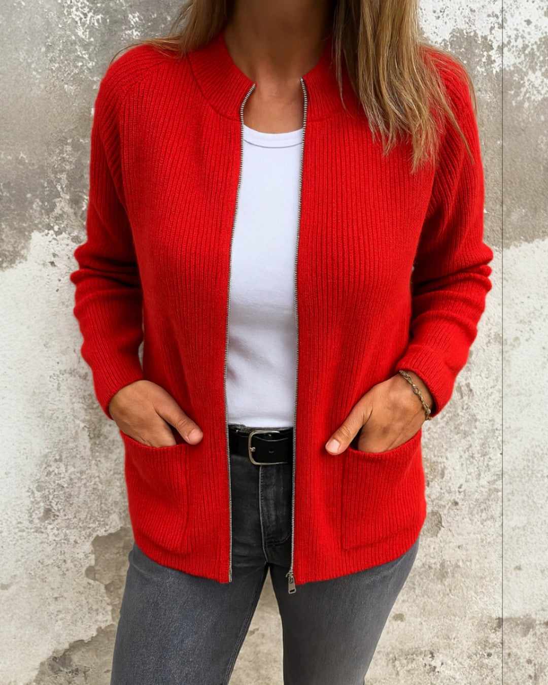 Σαρίνα | Πλεκτό γιλέκο με φερμουάρ