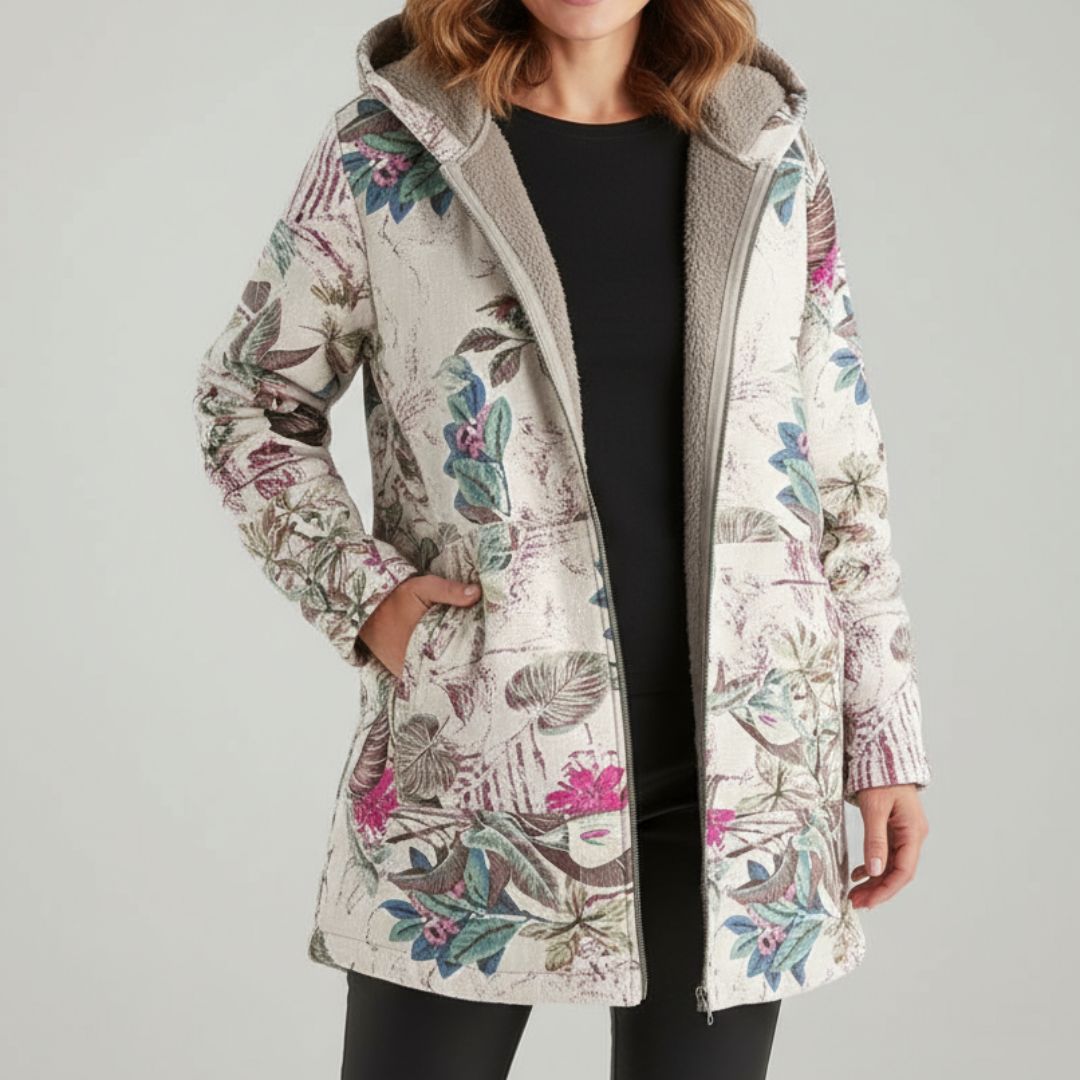Λεϊλάνι | Στυλάτο fleecejack με λουλουδάτο μοτίβο