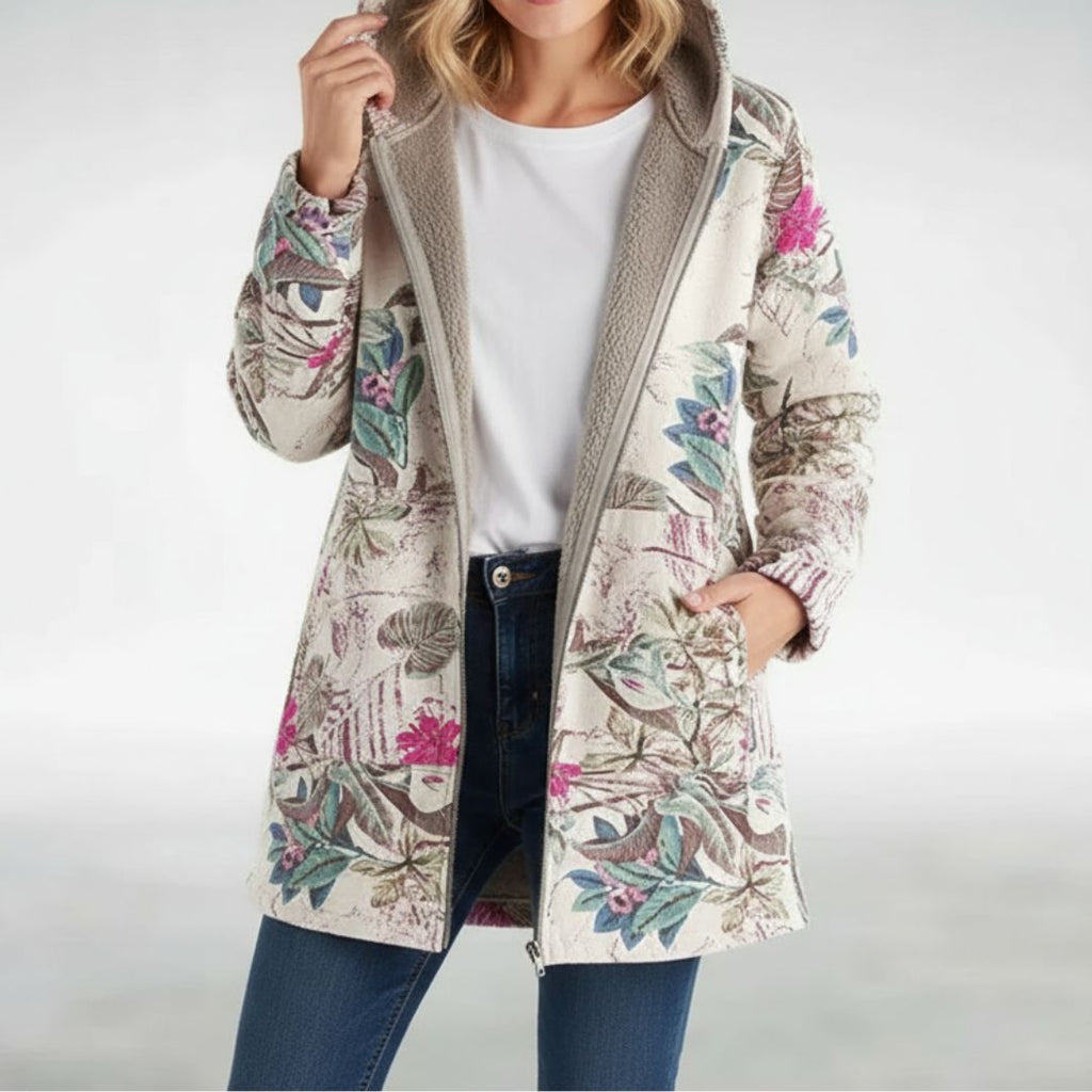 Λεϊλάνι | Στυλάτο fleecejack με λουλουδάτο μοτίβο