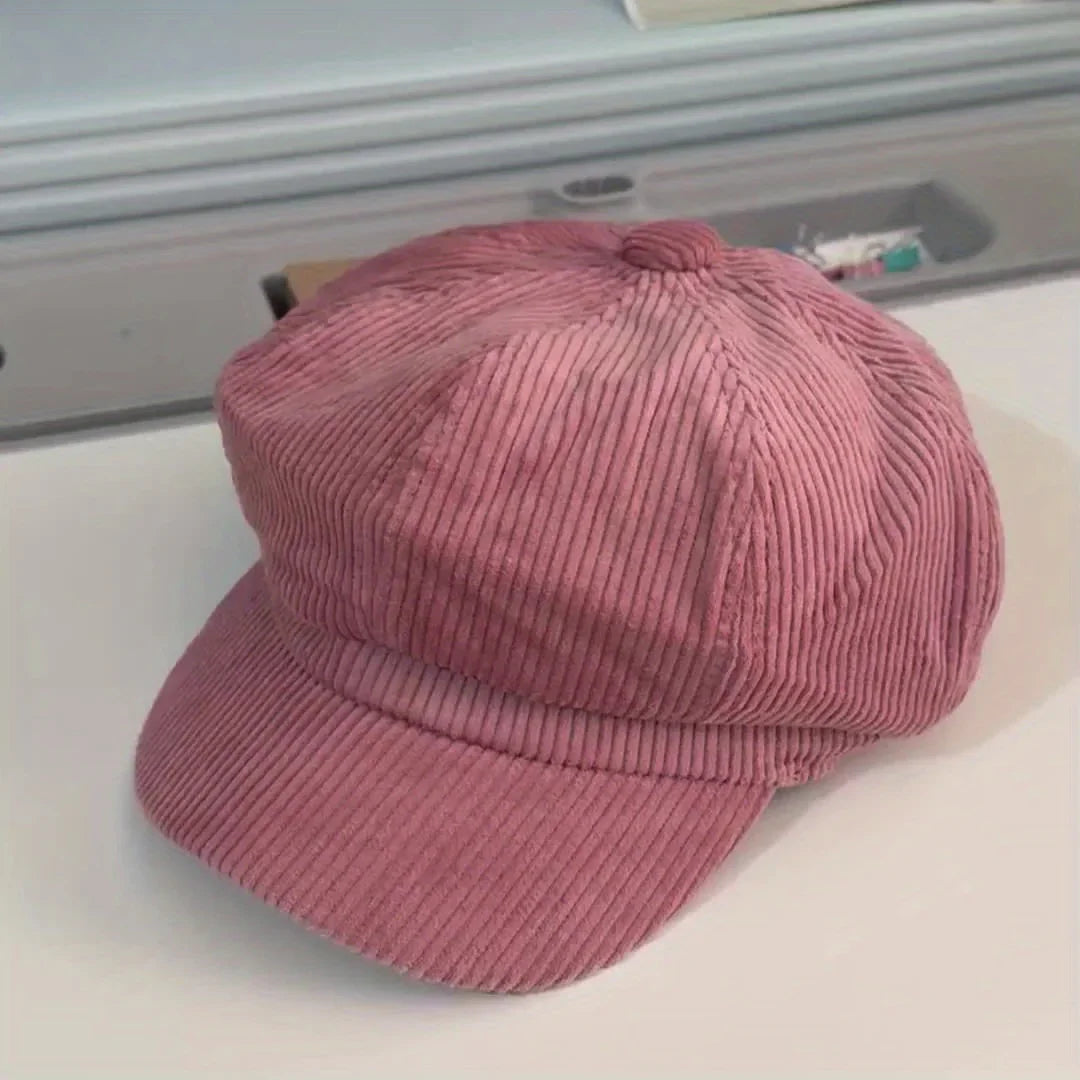 Γαβριήλ | Vintage Καπέλο Newsboy από Καφέ Καπιτονέ Ύφασμα